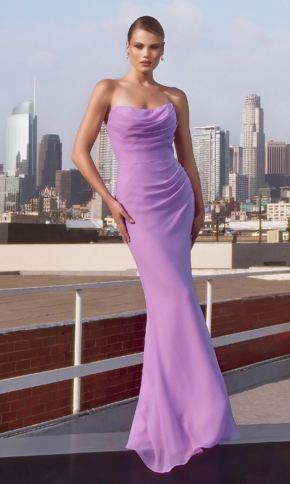 Lace-Up Strapless Prom Gown: Amoris T702 - Image 12