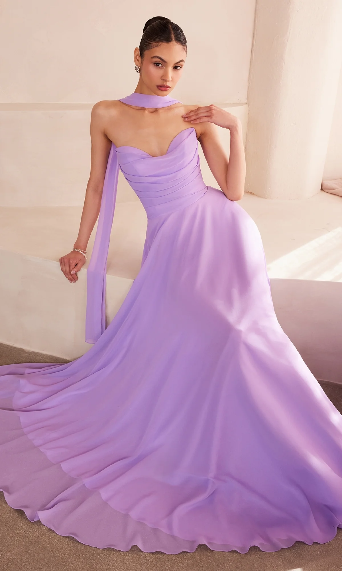 Strapless Long Chiffon Prom Dress: Amoris T703 - Image 15