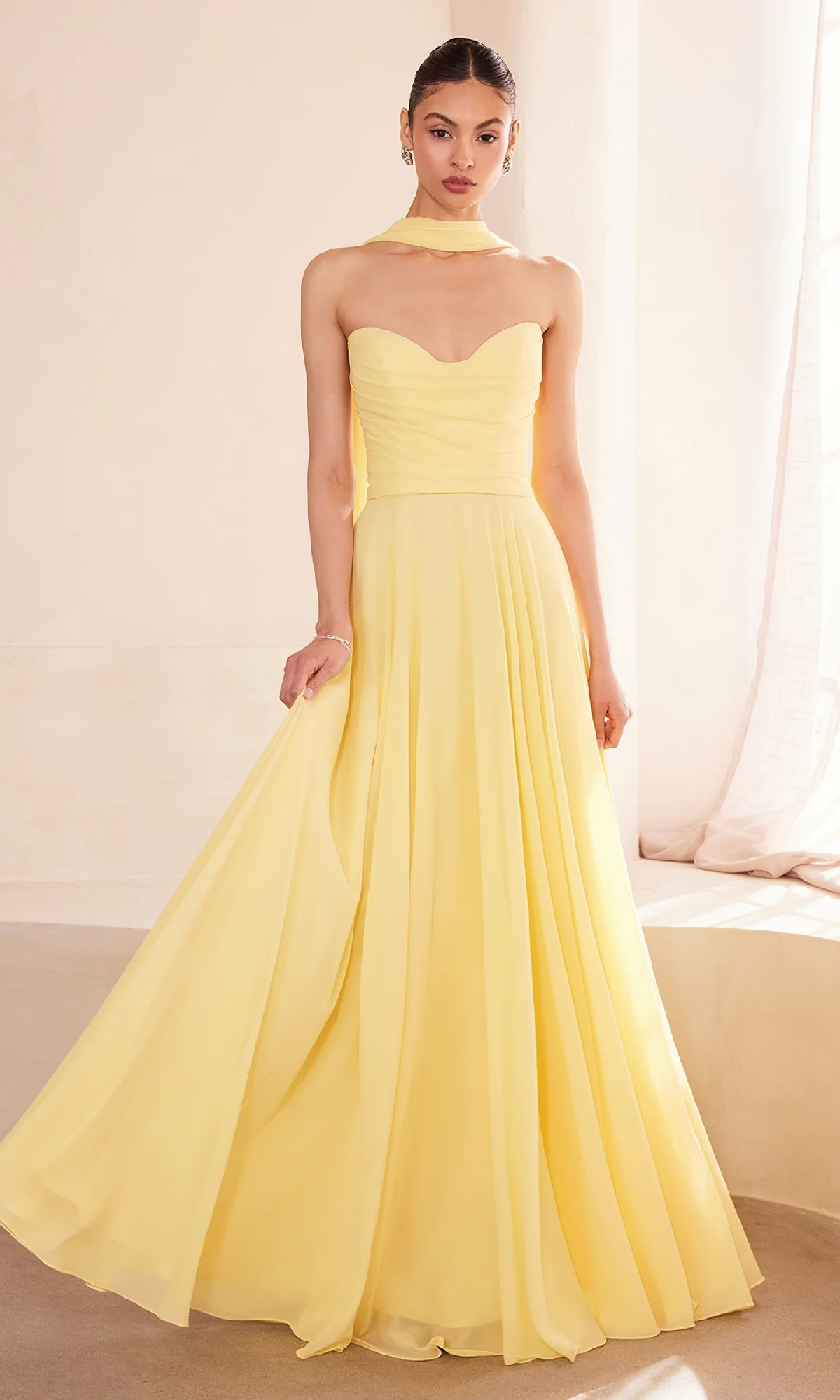 Strapless Long Chiffon Prom Dress: Amoris T703 - Image 3