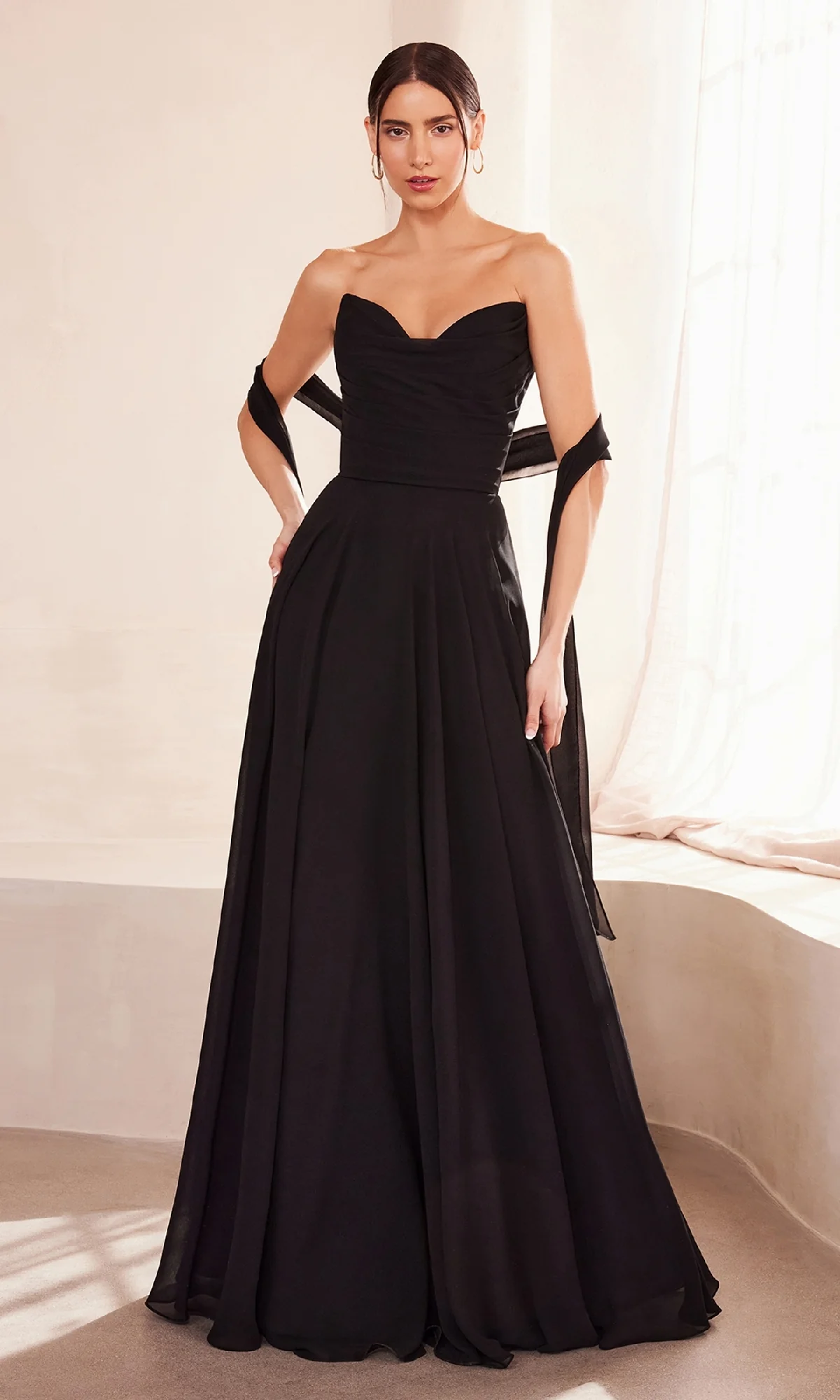 Strapless Long Chiffon Prom Dress: Amoris T703 - Image 4