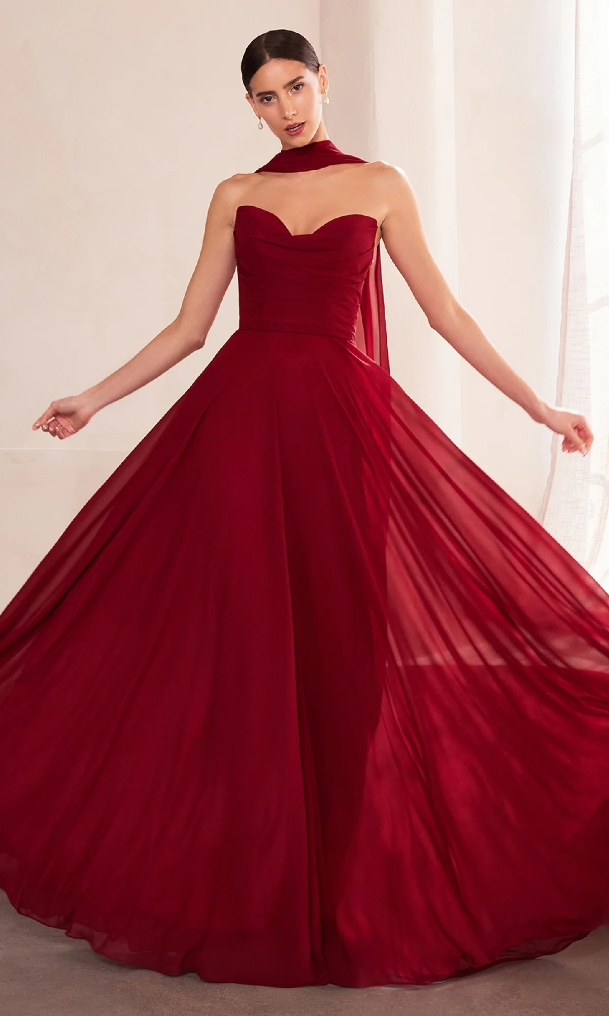 Strapless Long Chiffon Prom Dress: Amoris T703 - Image 5