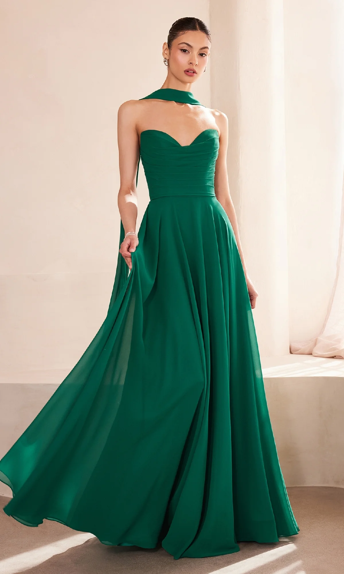 Strapless Long Chiffon Prom Dress: Amoris T703 - Image 6