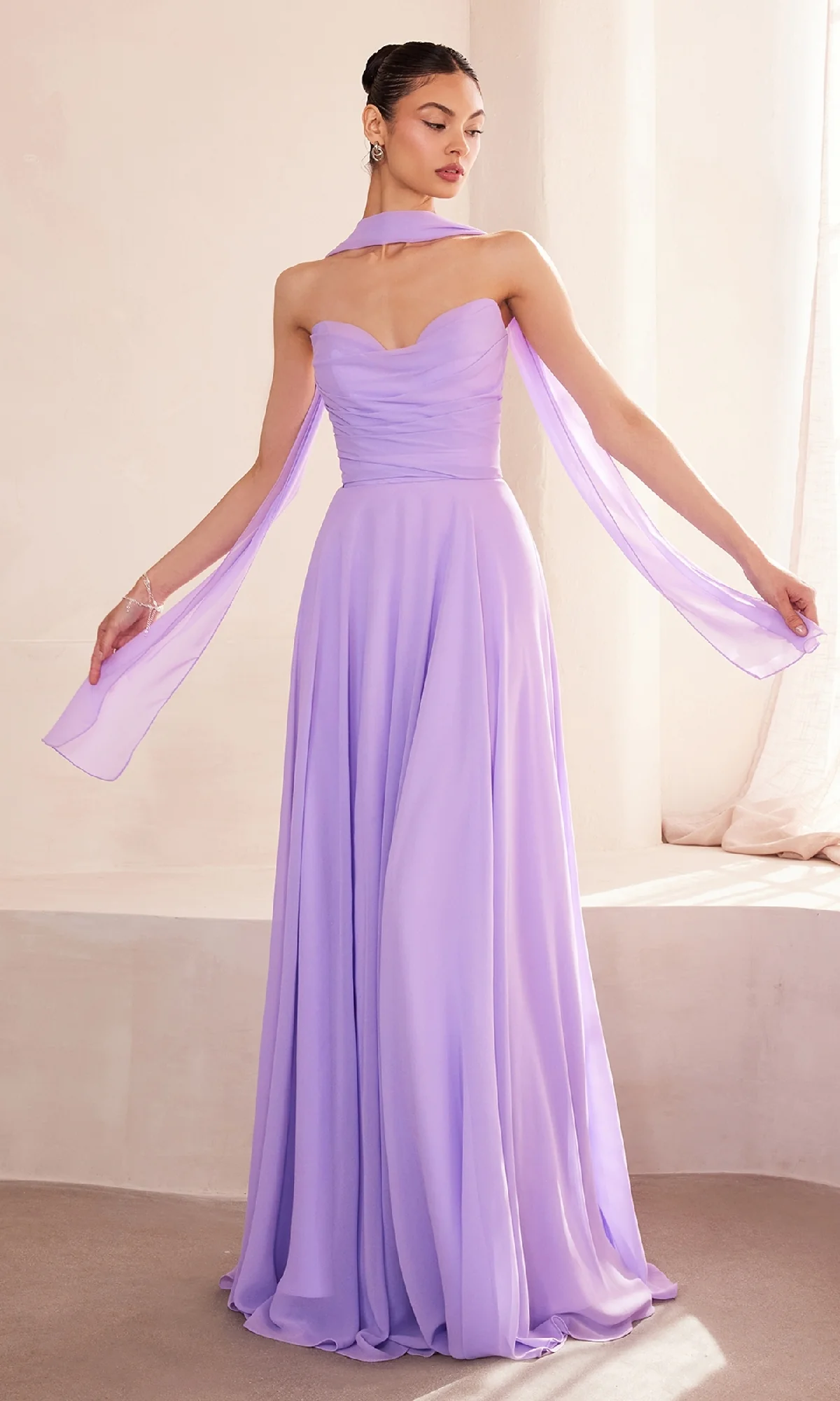 Strapless Long Chiffon Prom Dress: Amoris T703 - Image 7