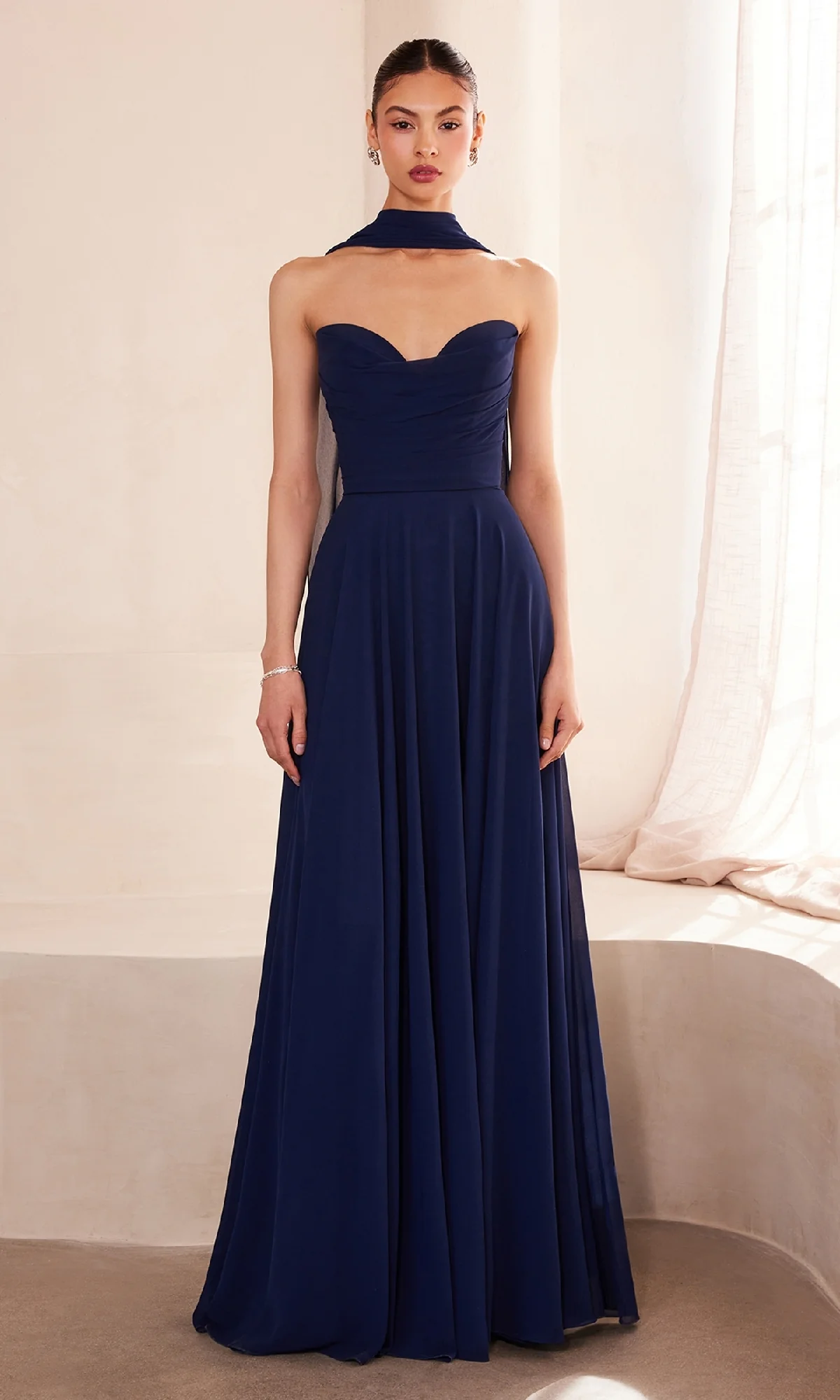 Strapless Long Chiffon Prom Dress: Amoris T703 - Image 8