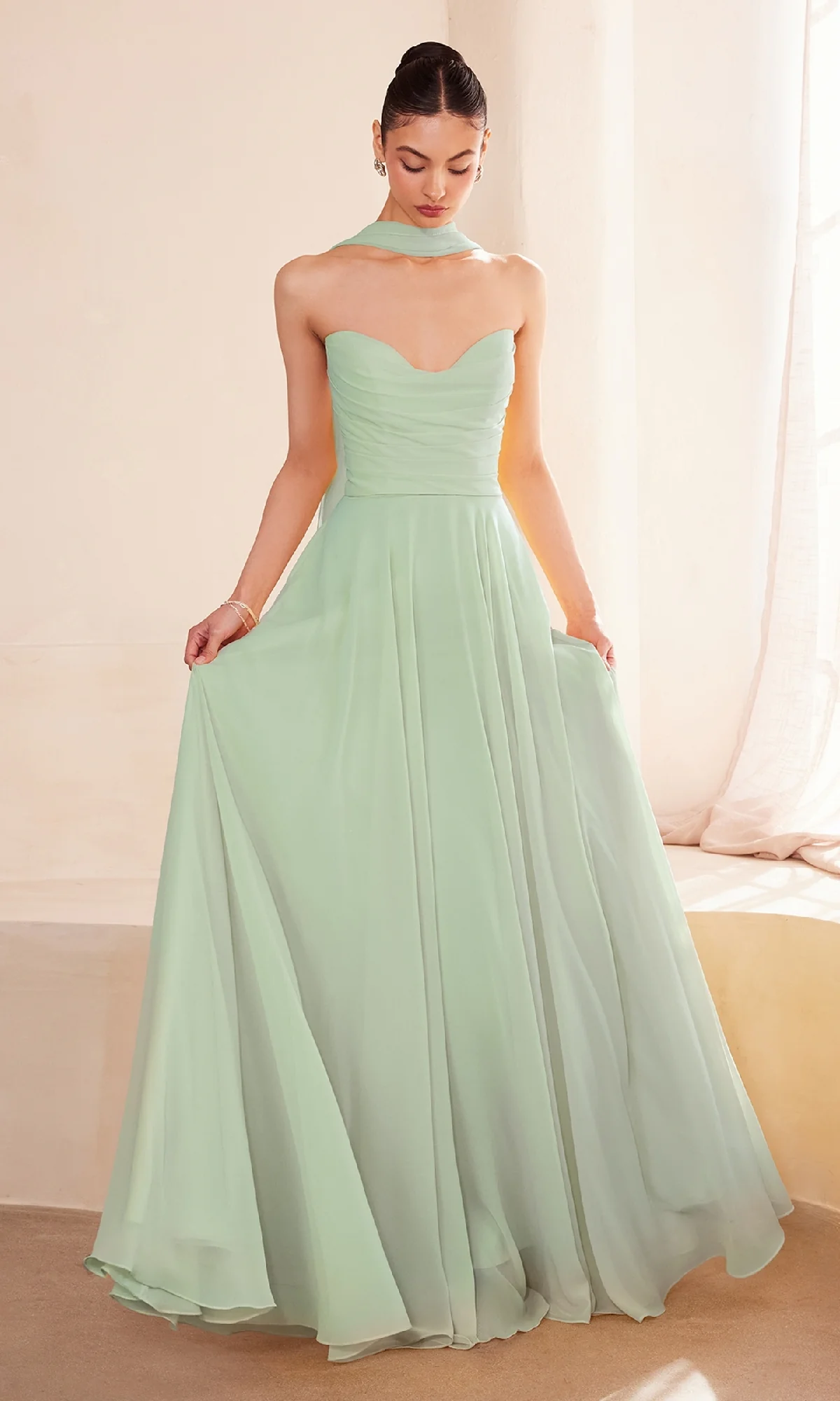 Strapless Long Chiffon Prom Dress: Amoris T703 - Image 9