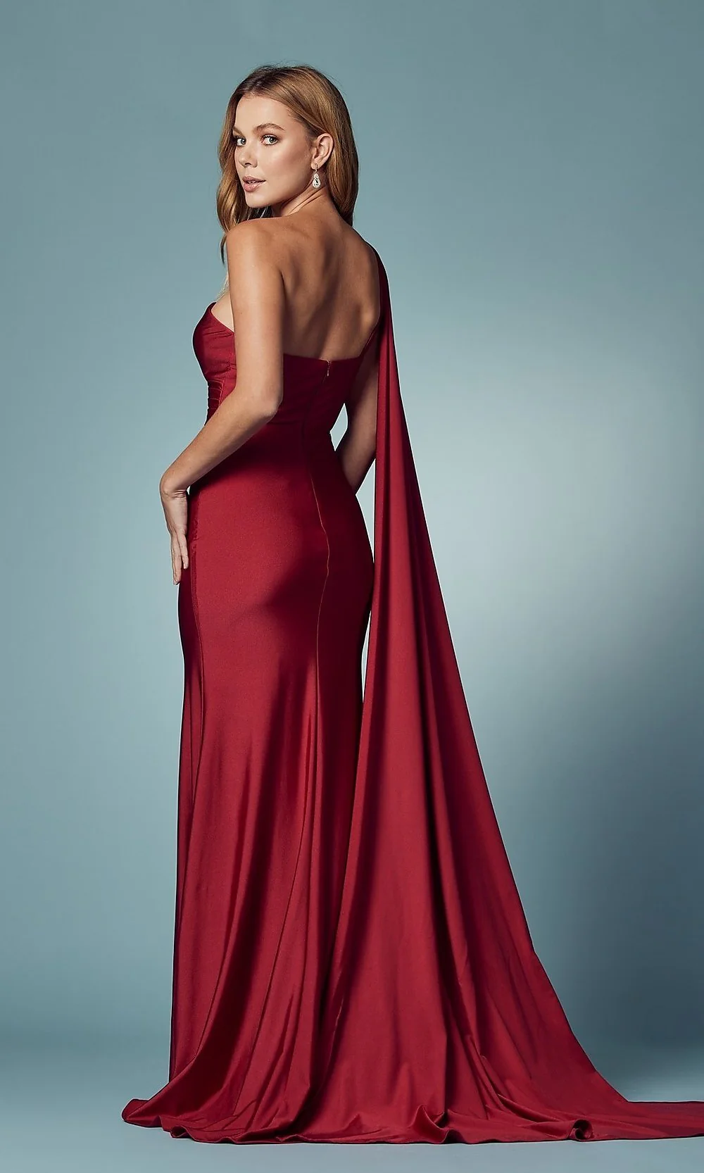 One Shoulder Long Prom Dress: Nox Anabel E475 - Image 7