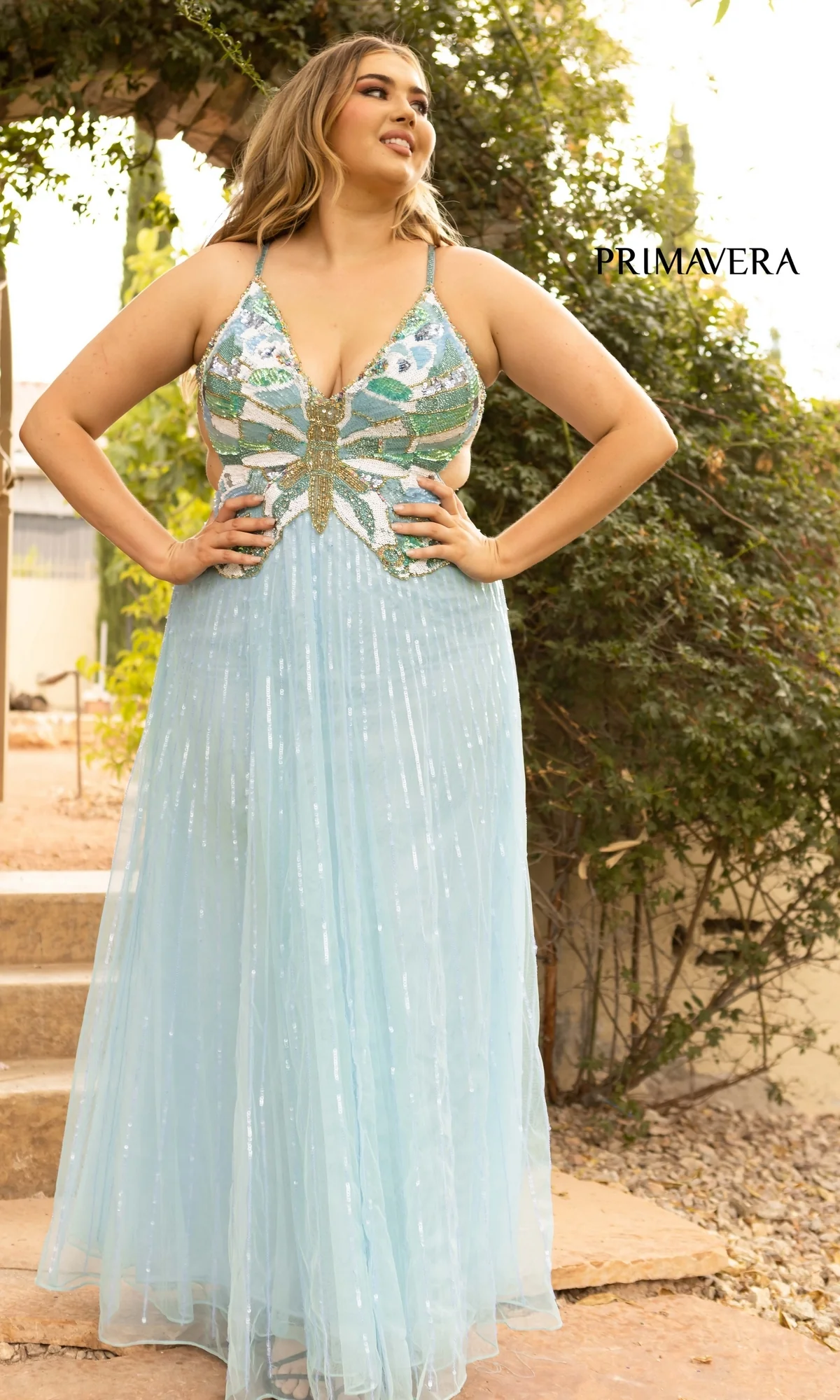Plus Size Butterfly Prom Dress 14011 by Primavera - Image 4