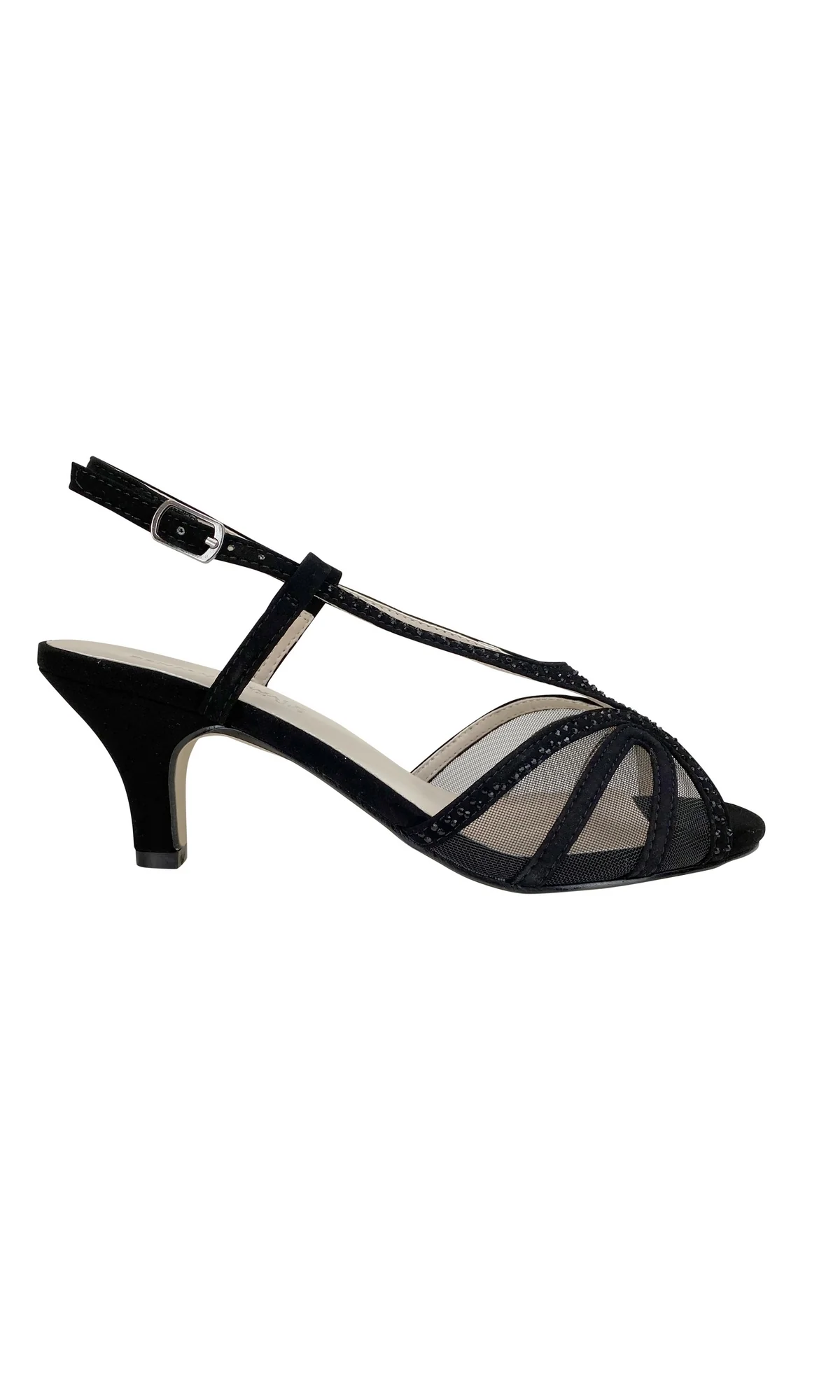 Black Strappy Short Heel Formal Shoe 4490 - Image 4